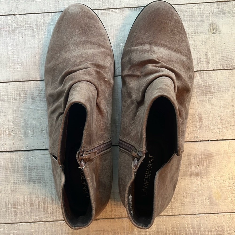 Lane Bryant tan suede booties-size 11